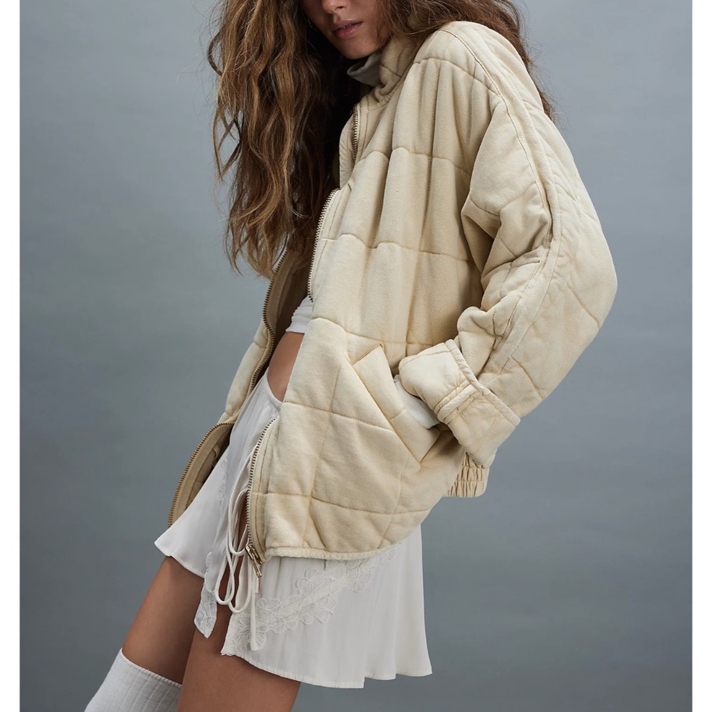 Free People Cream Quilted Puffer Jacket - Picture 3 of 15